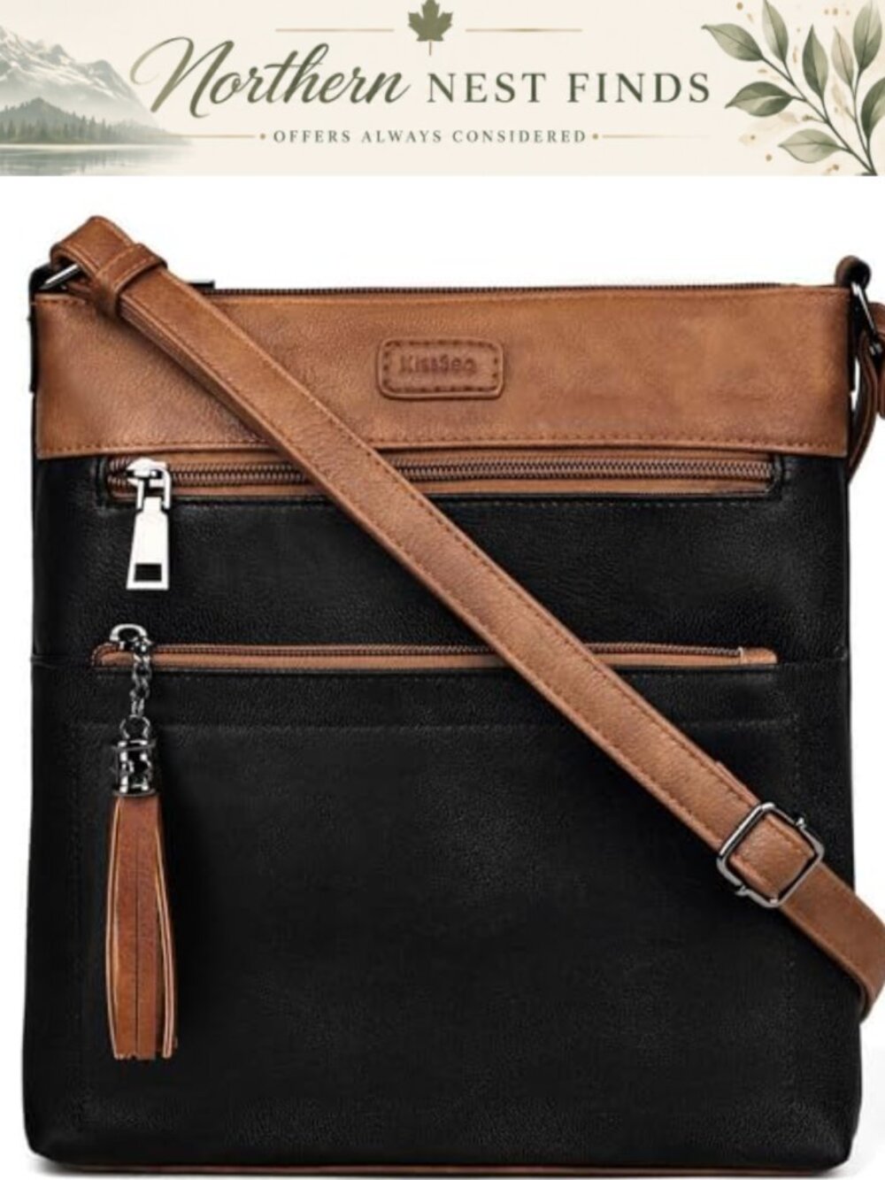 Vegan Leather Crossbody Bag Medium Adjustable Strap Travel Purse